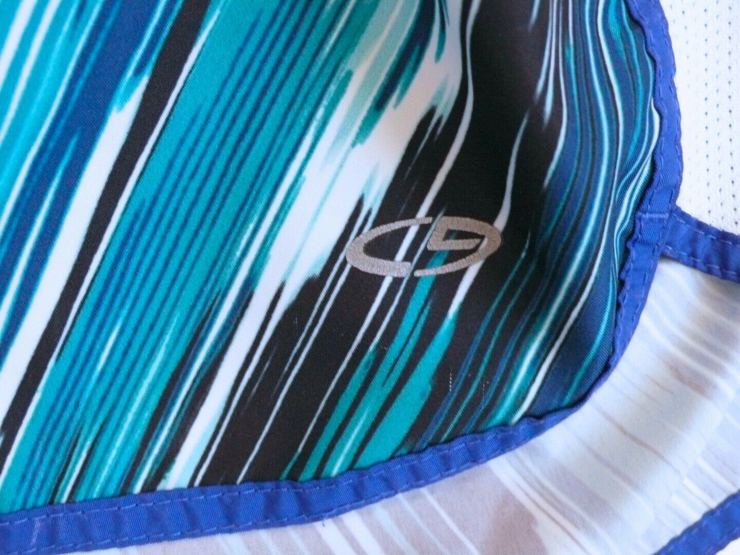 CHAMPION Women's Blue Teal White Striped Running Shorts Sz S - Image 3
