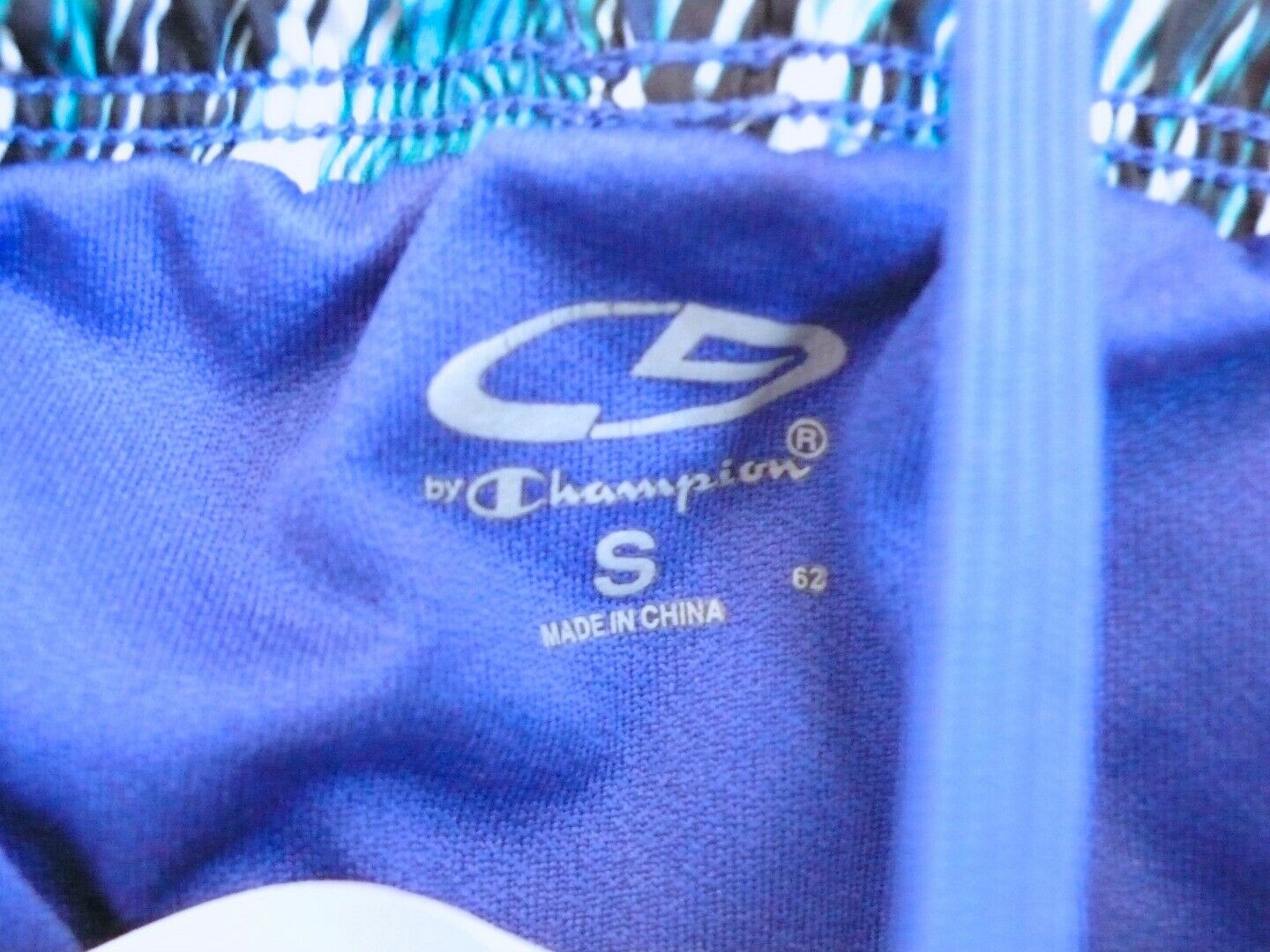CHAMPION Women's Blue Teal White Striped Running Shorts Sz S - Image 6