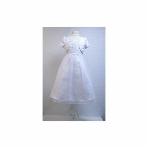 CHRISTIE HELENE NWT Beaded Sleeveless Satin/Organza Communion Dress w/Jacket Sz7 - Image 3