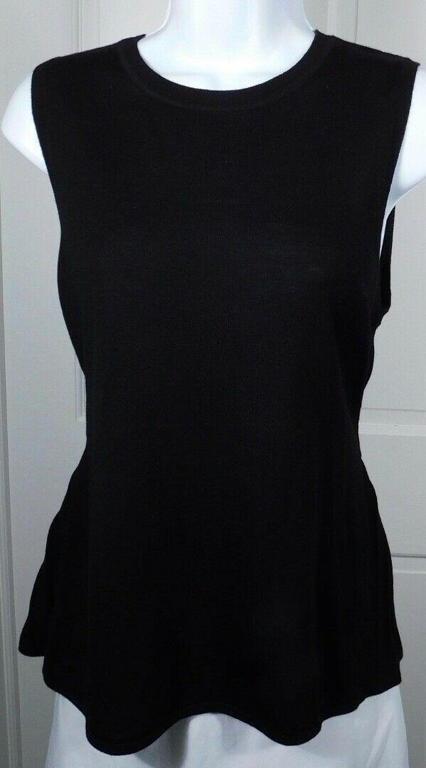 CLUB MONACO Women's Black Wool Ribbed Back Self Belt Sleeveless Sweater Sz S/P - Image 3