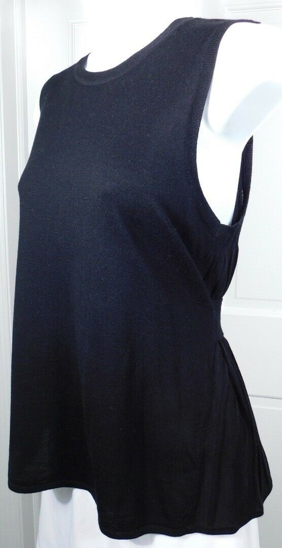 CLUB MONACO Women's Black Wool Ribbed Back Self Belt Sleeveless Sweater Sz S/P