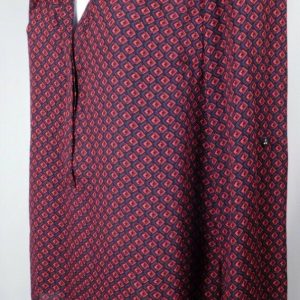 DANIEL RAINN Women's Red Purple Navy Button Tab Sleeve V-Neck Tunic Blouse Sz S