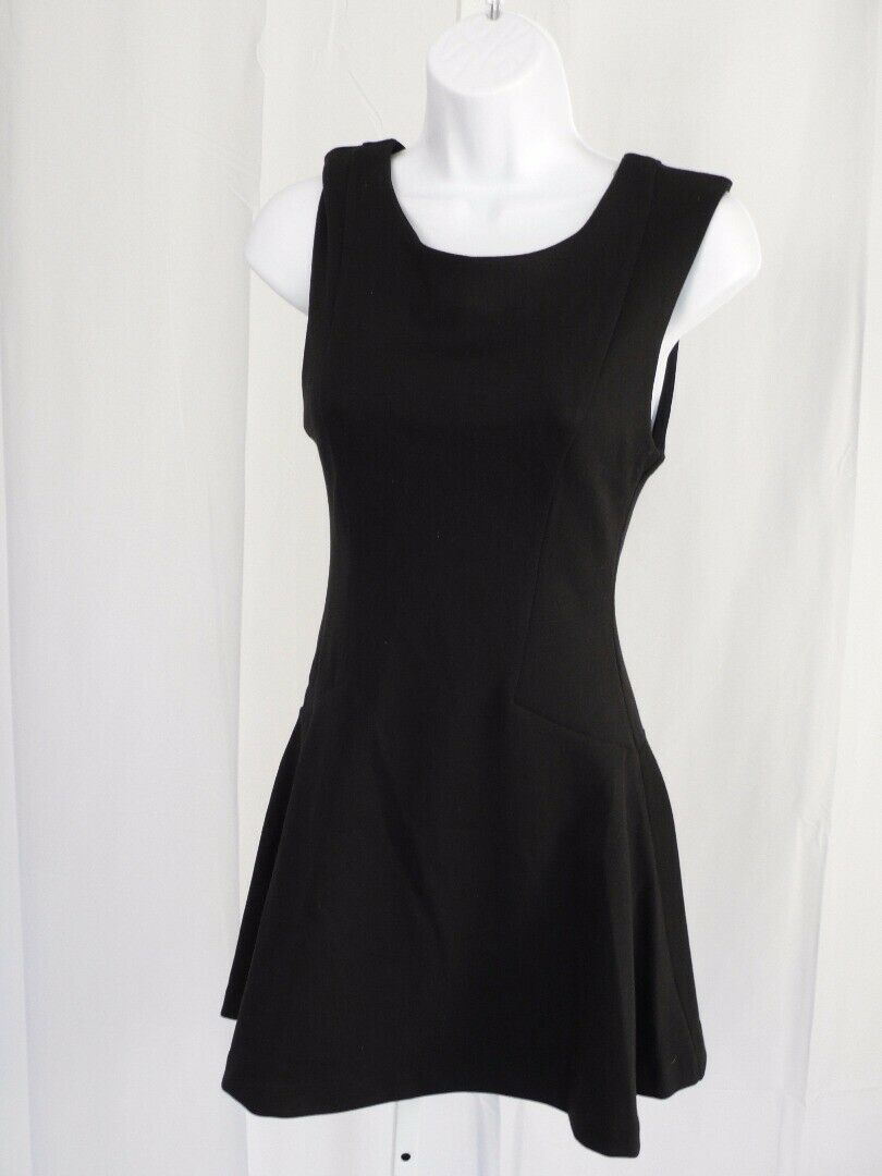 FREE PEOPLE NWT Black Knit Exposed Back Zip Sleeveless Dress Sz XS