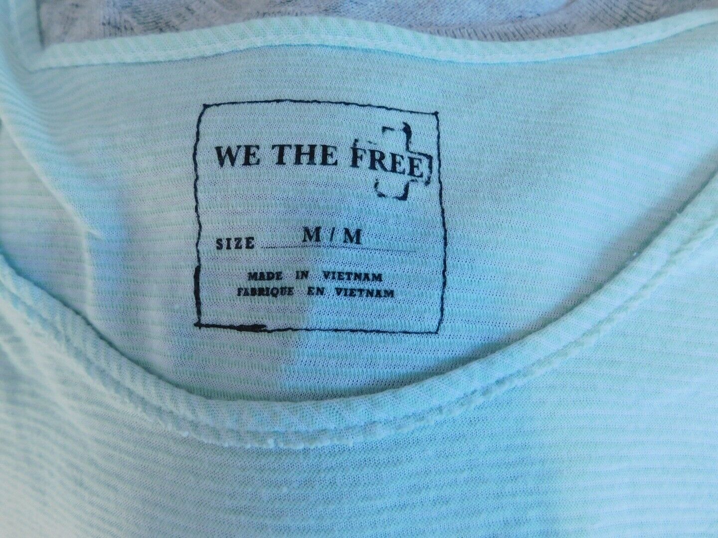 FREE PEOPLE WE THE FREE Green Striped Lace Contrast Short Sleeve Top Tunic Sz M - Image 7