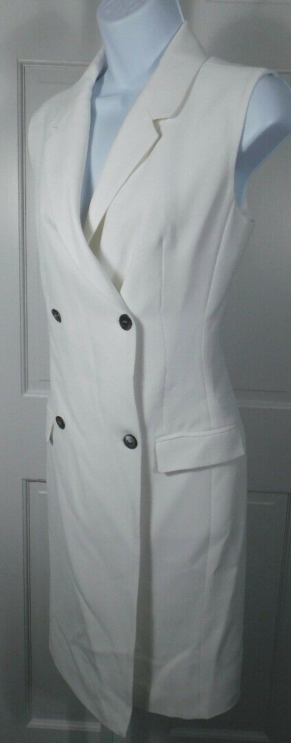 IRIS & INK Women's Ivory Double Breasted Sleeveless Tuxedo Dress Sz 4 (UK 8) ($225)
