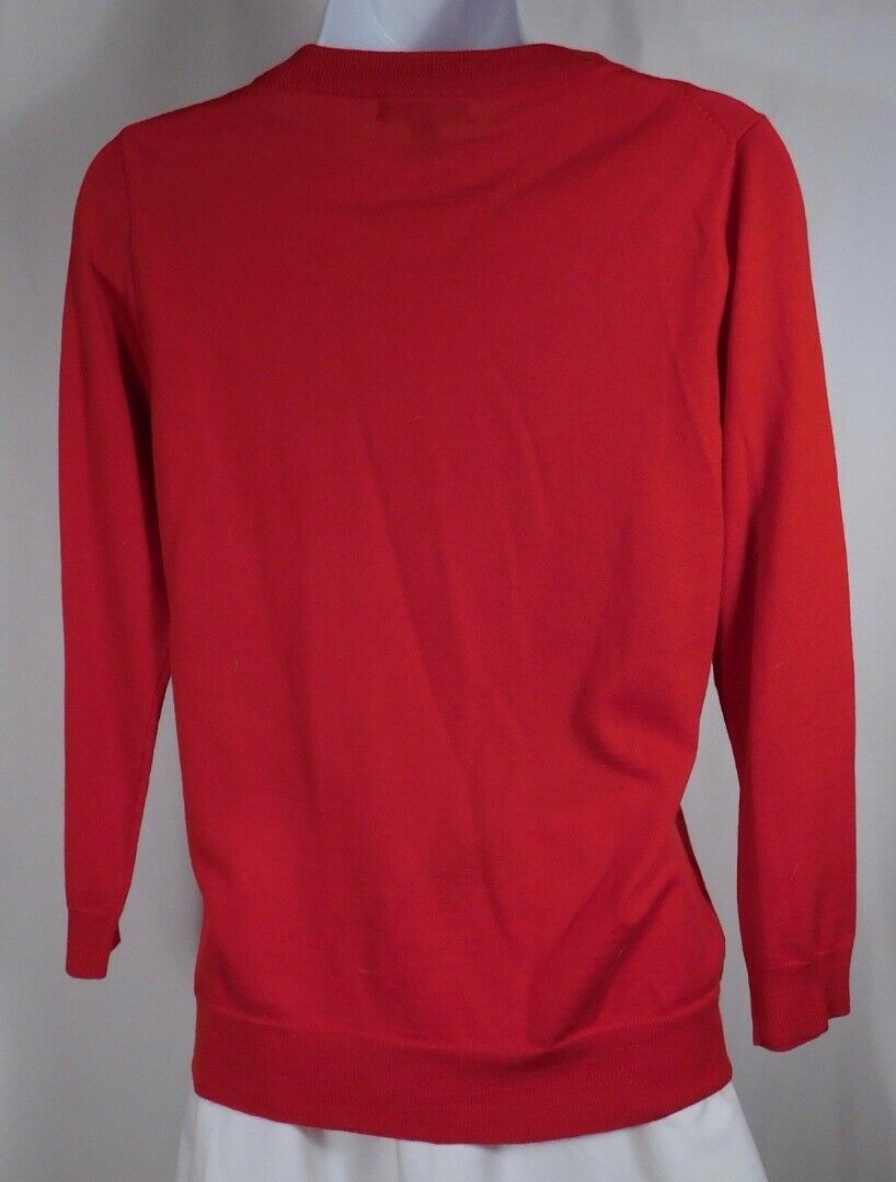 J CREW Women's Bright Red Long Sleeve Thin Merino Wool Scoop Neck Sweater Sz S - Image 5