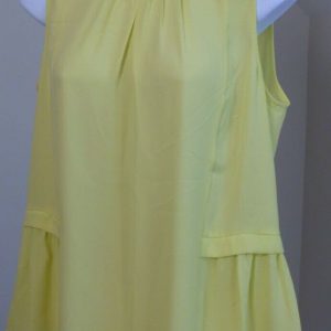 J CREW Women's Neon Yellow Sleeveless Peplum Hem Gathered Neck Blouse Sz 4