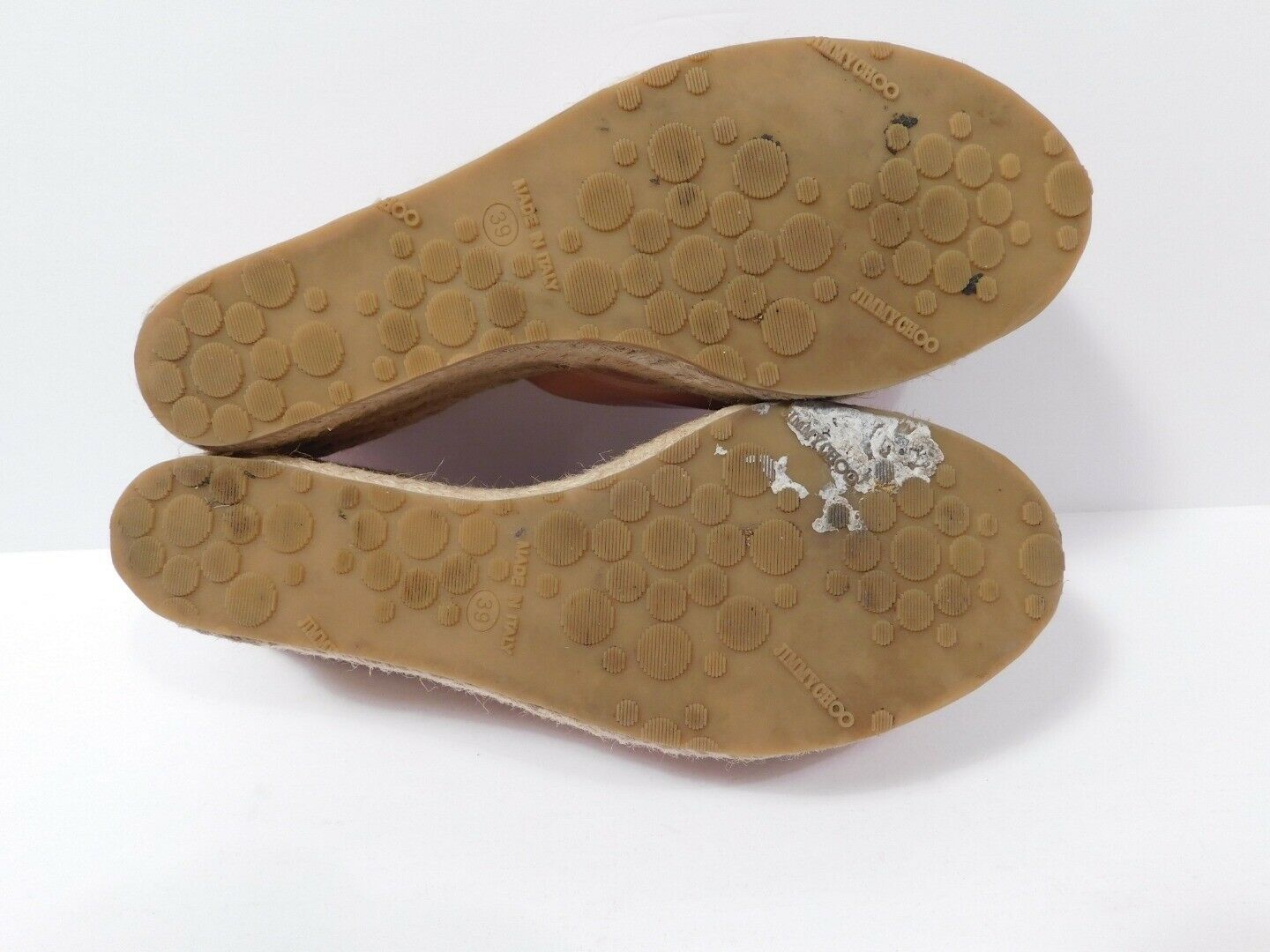 JIMMY CHOO Women's Tan Patent Leather Espadrille Wedge Sandal Sz 39 - Image 11