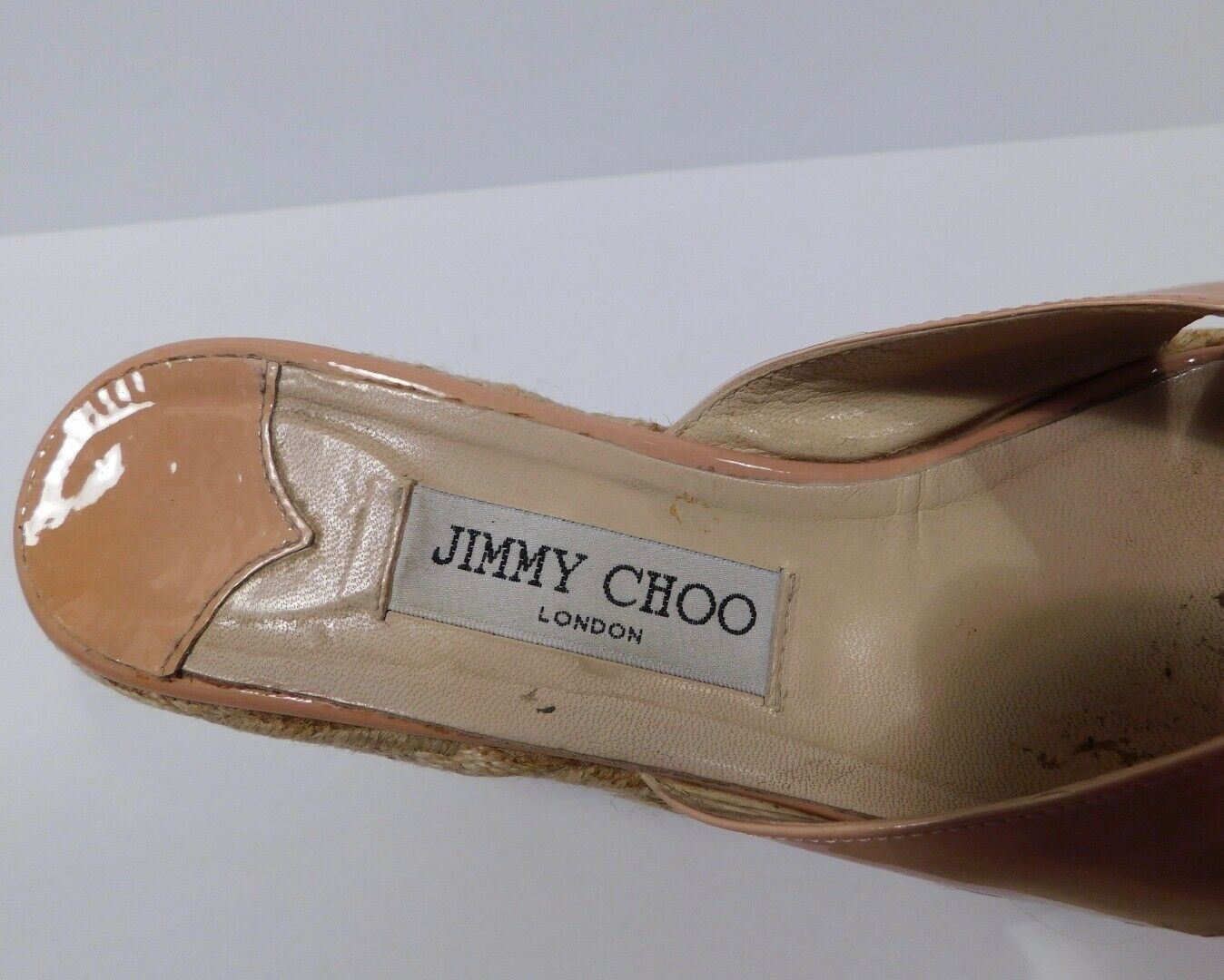 JIMMY CHOO Women's Tan Patent Leather Espadrille Wedge Sandal Sz 39 - Image 12