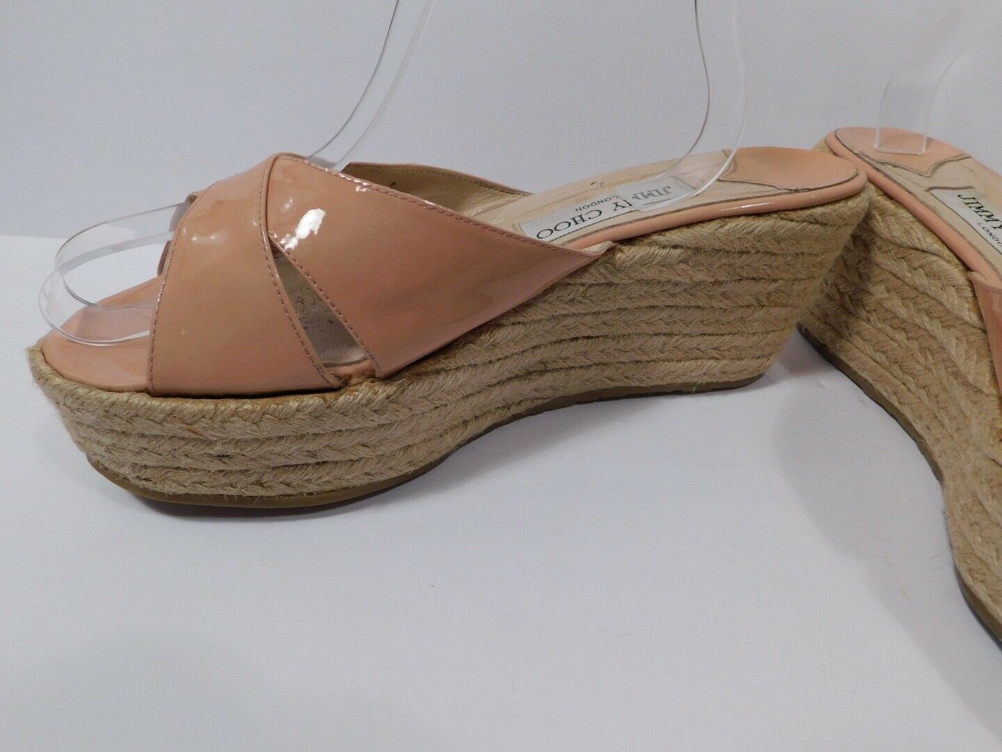 JIMMY CHOO Women's Tan Patent Leather Espadrille Wedge Sandal Sz 39 - Image 5