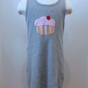 KIDS Girls Gray Ribbed Cotton Blend Cupcake Tank Top Sz 6