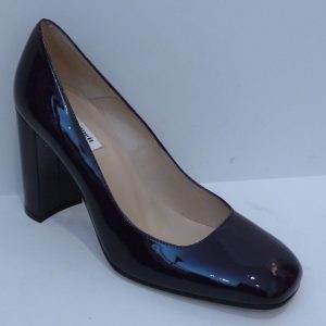 L K BENNETT Women's Plum Patent Leather Block Heel Pump Shoes Sz 40