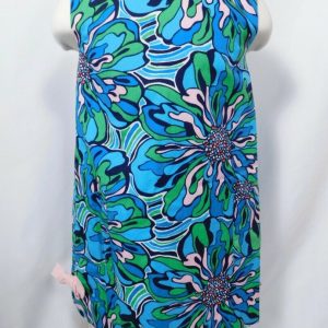 LILLY PULITZER Girls Turquoise Pink Blue Floral Cttn Sleeveless Shift Dress Sz 4