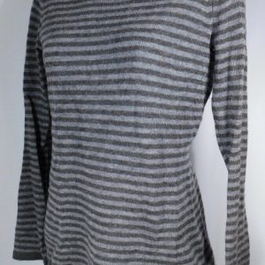 LINE Women's Grey Striped Cashmere Scoop Neck Sweater Sz S/P