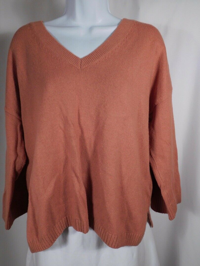 MADEWELL Women's Salmon Cotton Blend V-Front & Back Sweater Sz M - Image 4