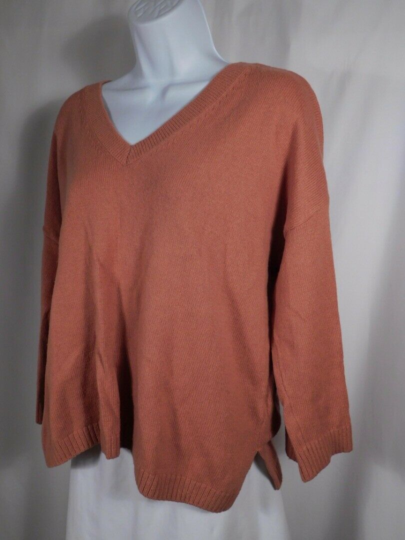 MADEWELL Women's Salmon Cotton Blend V-Front & Back Sweater Sz M