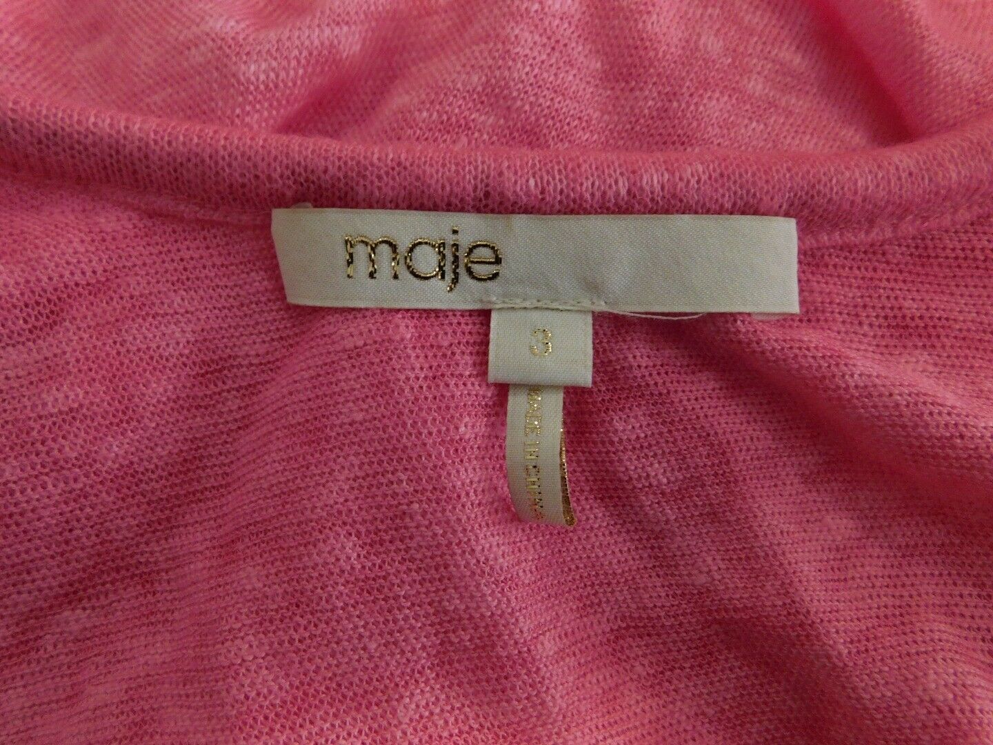 MAJE Women's Fuchsia Pink Linen Knit Sleeveless Scoop Neck Blouse Sz 2 - Image 6