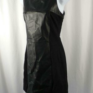 MY TRIBE Women's Black Leather Panel Sleeveless Dress Sz S