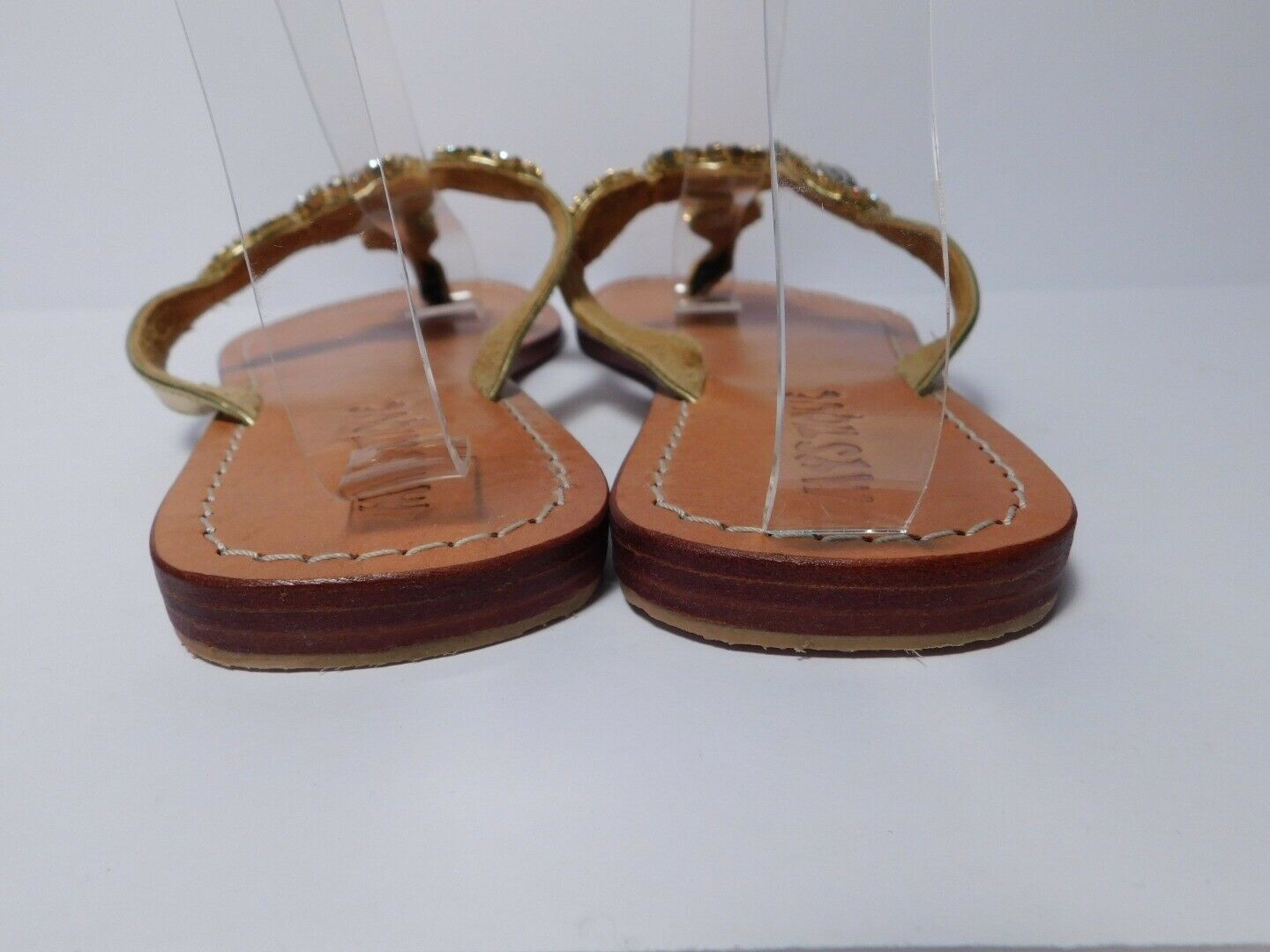 MYSTIQUE Women's Metallic Gold Embellished Thong Sandal Sz 8 ($275) - Image 7
