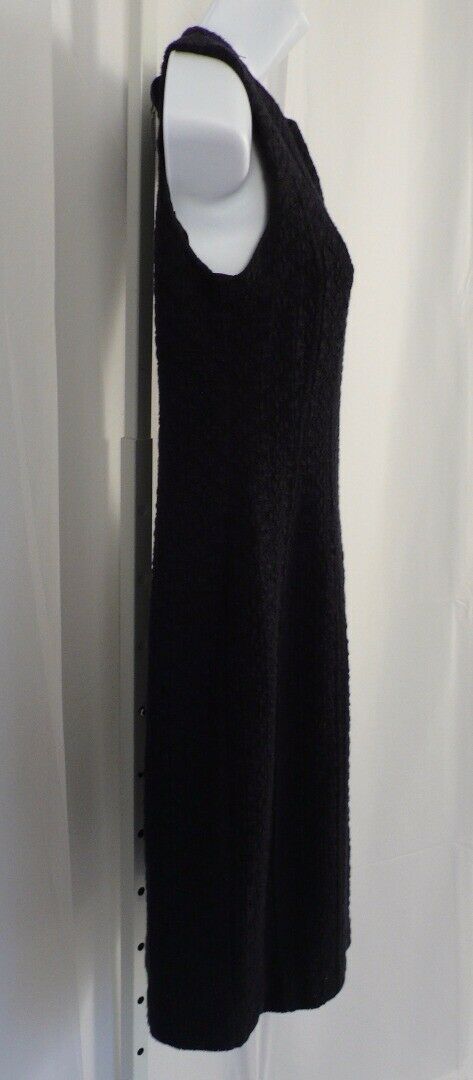 NANETTE LEPORE Black Knit Leather Shoulder Exposed Back Zip Shift Dress Sz 4 - Image 7
