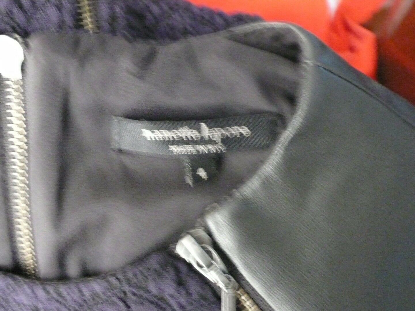 NANETTE LEPORE Black Knit Leather Shoulder Exposed Back Zip Shift Dress Sz 4 - Image 10