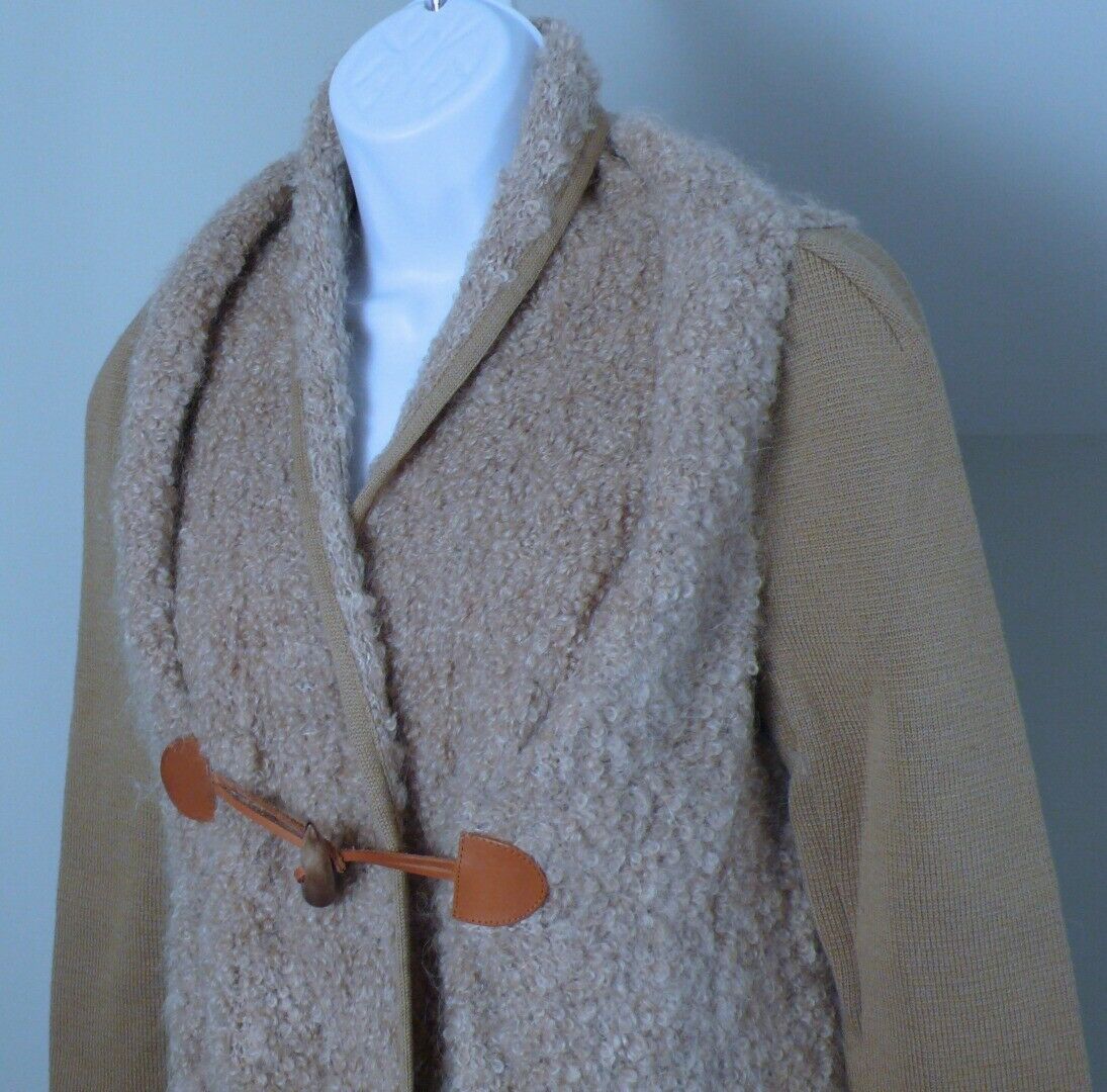 PHILOSOPHY DI ALBERTA FERRETTI Beige Mohair Alpaca Toggle Cardigan Sweater Sz 4 - Image 4