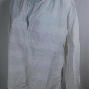 ROLLER RABBIT NWT Women's White Embroidered V-Neck Cotton Tunic Blouse Sz L $158