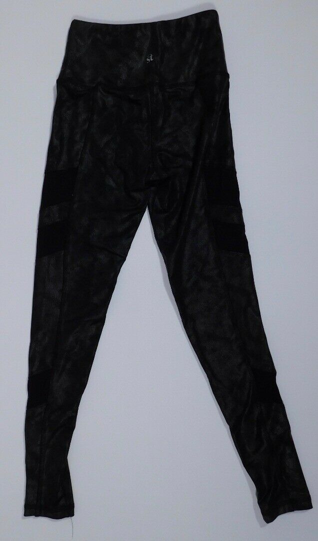 STRUT THIS Woman's Black Metallic Mesh Leg Panels Legging Pant Sz M - Image 4