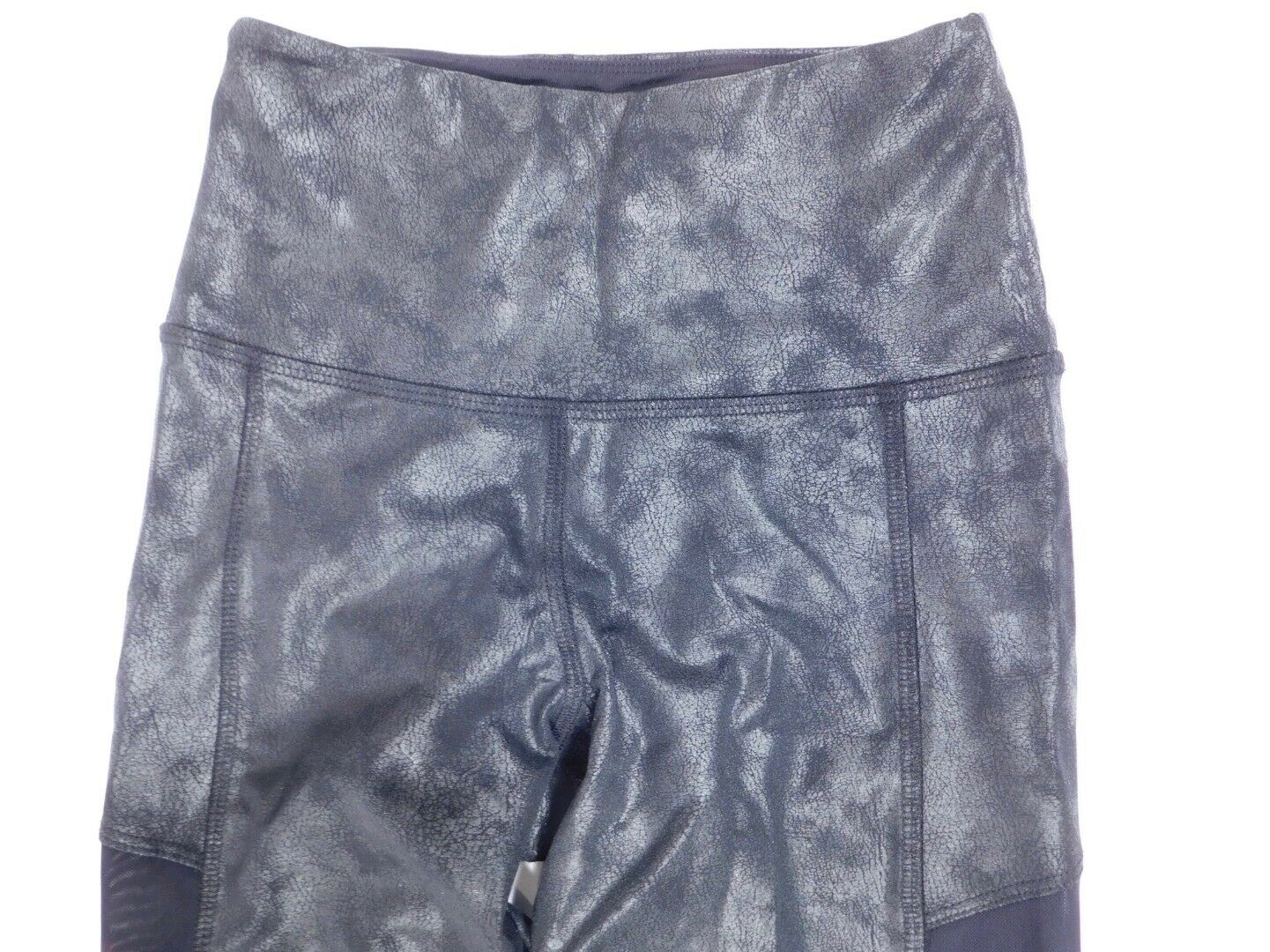 STRUT THIS Woman's Black Metallic Mesh Leg Panels Legging Pant Sz M - Image 5