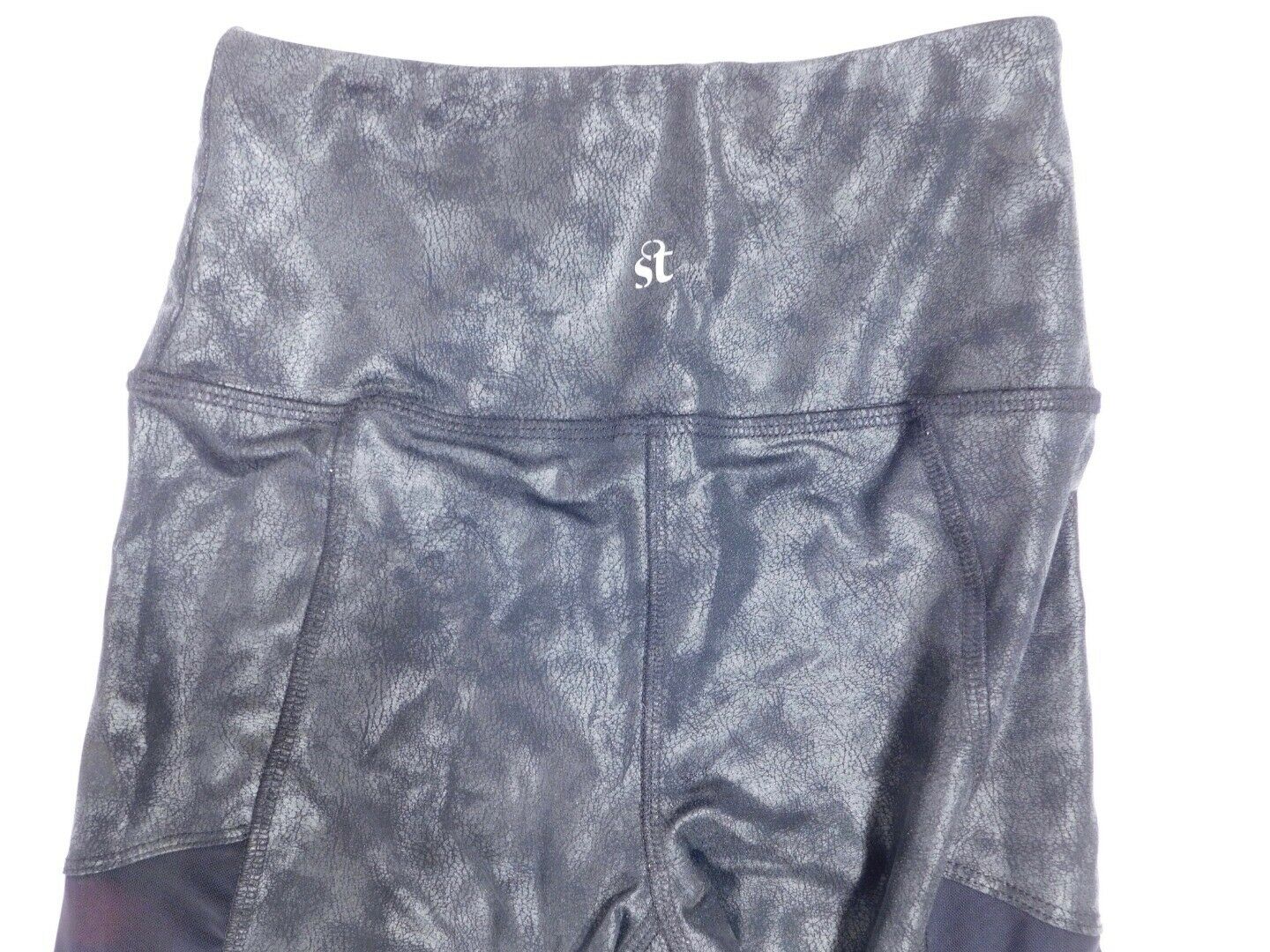 STRUT THIS Woman's Black Metallic Mesh Leg Panels Legging Pant Sz M - Image 7
