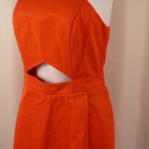 TOP SHOP Orange V-Neck Exposed Back Zip Sleeveless Shorts Romper Sz 6