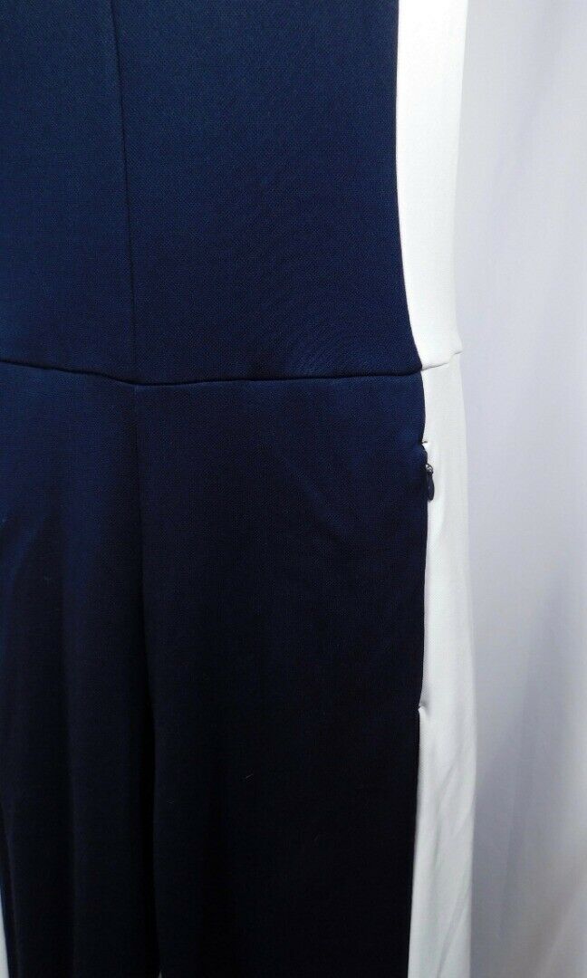 TORY BURCH Navy Blue Off White Accent Sleeveless V-Neck Jumpsuit Sz S/P - Image 5