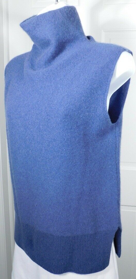 VINCE Women's Blue Cashmere High Neck Sleeveless Sweater Sz S/P
