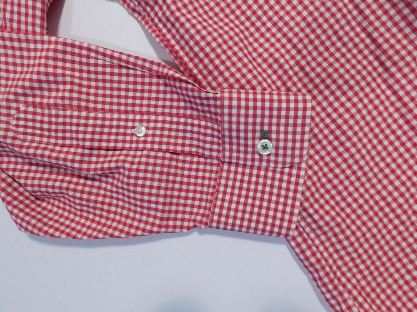 VINEYARD VINES Men's Red & White Check Button Down Classic Tucker Shirt Sz L - Image 6