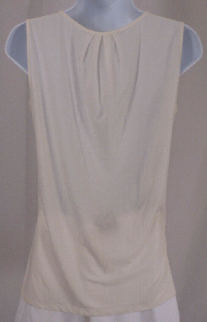 WEEKEND MAX MARA White Knit W Black Embroidery & Beading Sleeveless Blouse Sz M - Image 6