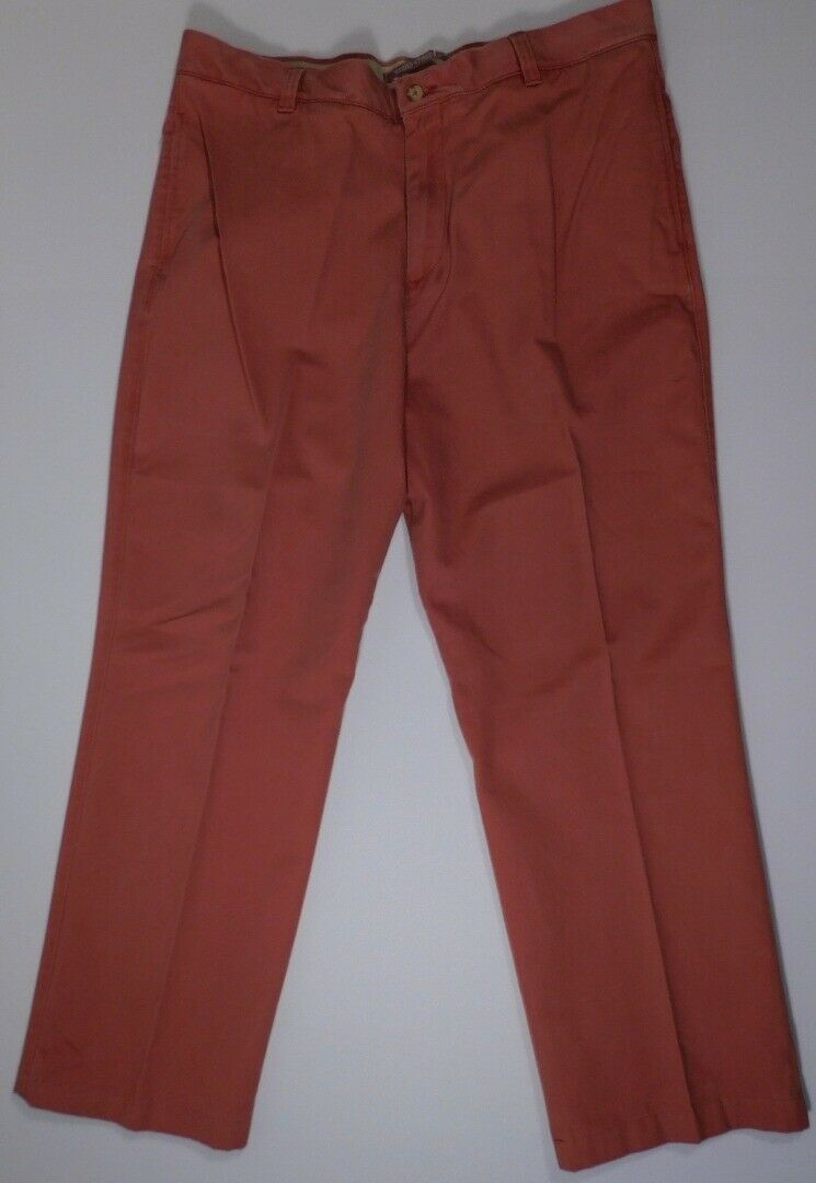 BERLE 1946 VINTAGE Men's Orange Washed Stoned & Beaten Cotton Flat Frt Pant Sz37 - Image 2
