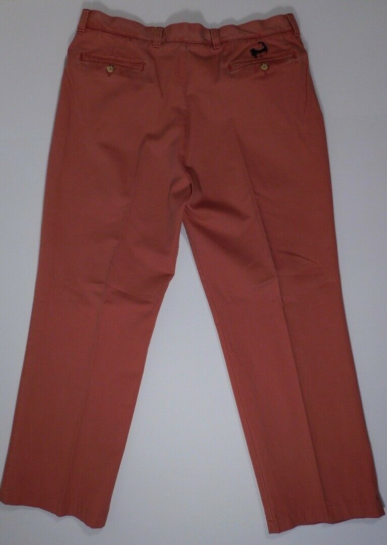 BERLE 1946 VINTAGE Men's Orange Washed Stoned & Beaten Cotton Flat Frt Pant Sz37 - Image 5