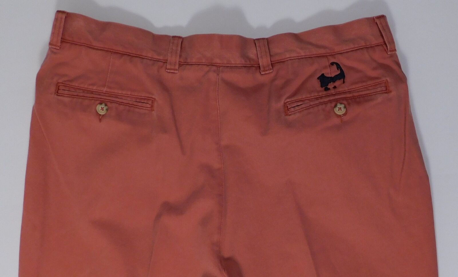 BERLE 1946 VINTAGE Men's Orange Washed Stoned & Beaten Cotton Flat Frt Pant Sz37 - Image 6