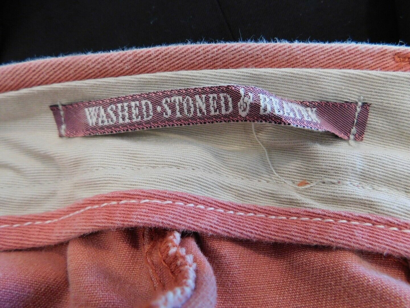 BERLE 1946 VINTAGE Men's Orange Washed Stoned & Beaten Cotton Flat Frt Pant Sz37 - Image 7