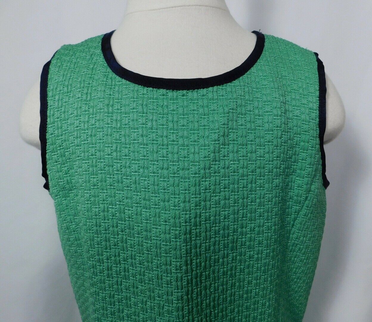 BROOKS BROTHERS FLEECE Girls Green W Blue Trim Sleeveless Button Back Dress Sz 6 - Image 3