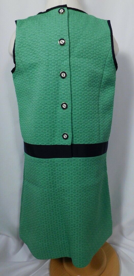 BROOKS BROTHERS FLEECE Girls Green W Blue Trim Sleeveless Button Back Dress Sz 6 - Image 5