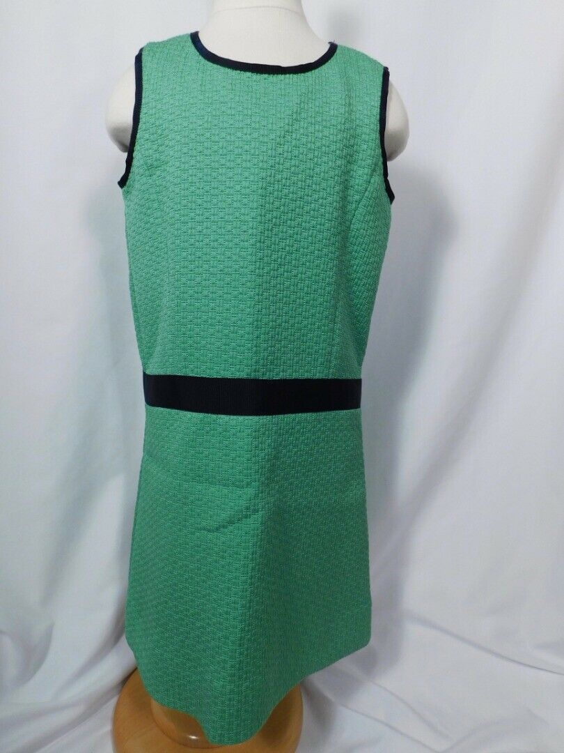 BROOKS BROTHERS FLEECE Girls Green W Blue Trim Sleeveless Button Back Dress Sz 6