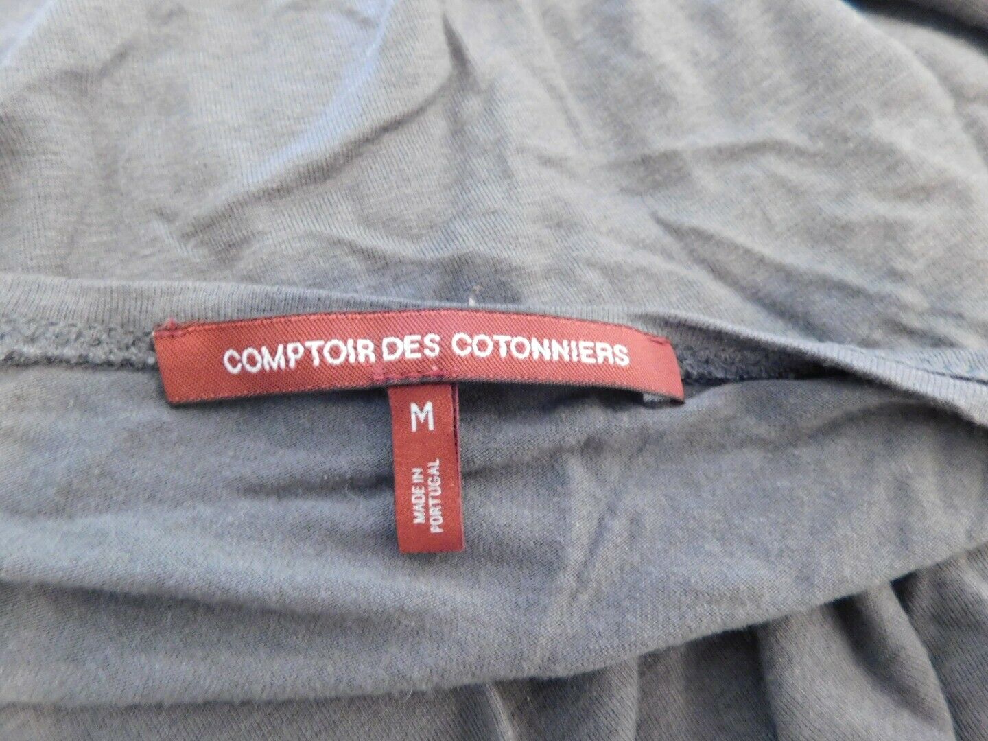 COMPTOIR DES COTONNIERS Gray Scroll Print V-Neck Long Sleeve T- Shirt Sz M - Image 6