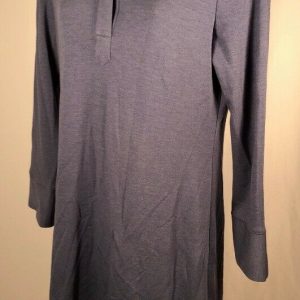 ELLIE KAI Blue Long Sleeve V-Neck Stretch Knit Shift Dress Sz 4