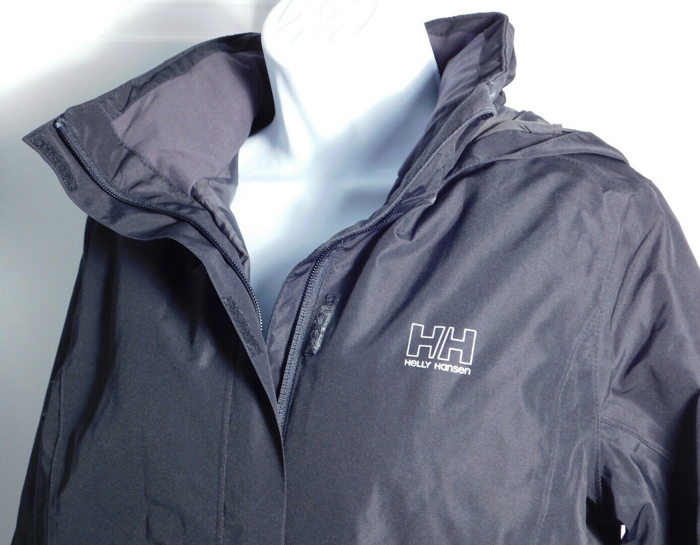 HELLY HANSEN Women's Black Full Zip Windbreaker Soft Shell Hooded Jacket Sz M - Image 4