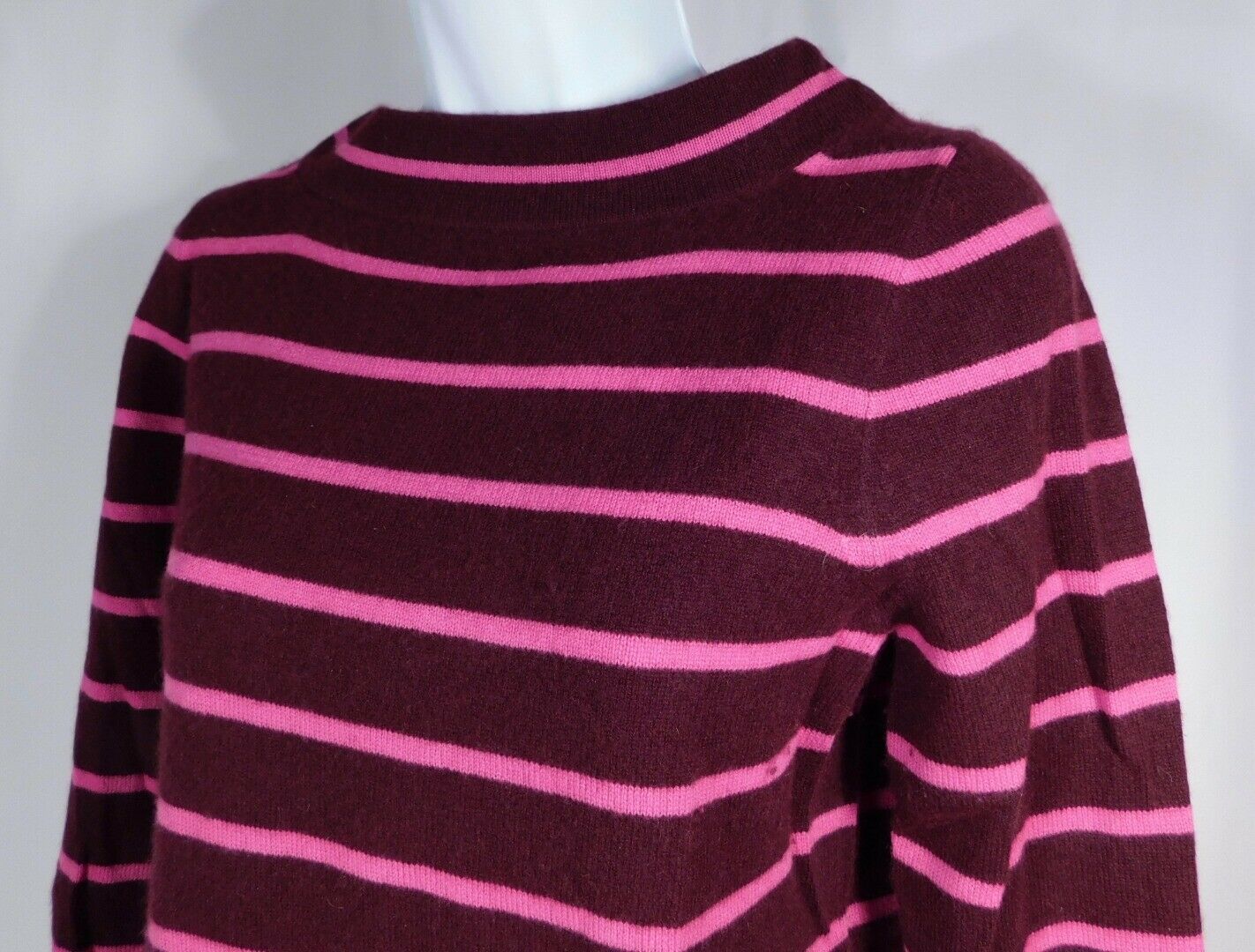 J CREW ITALIAN CASHMERE Women's Brown & Pink Striped 3/4 Sleeve Sweater Sz S - Image 4