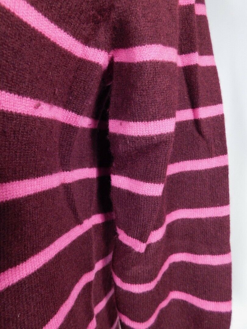 J CREW ITALIAN CASHMERE Women's Brown & Pink Striped 3/4 Sleeve Sweater Sz S - Image 5