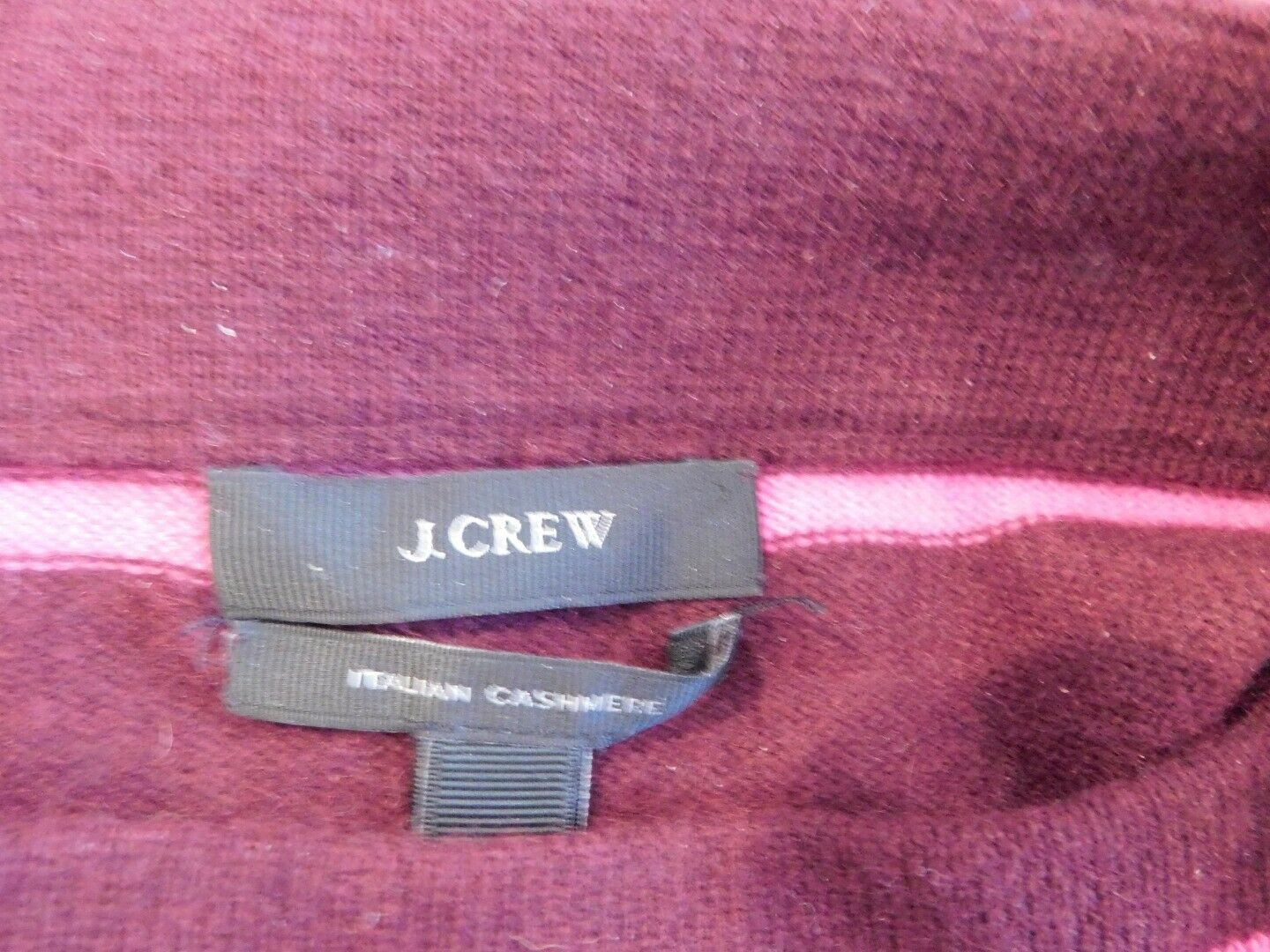 J CREW ITALIAN CASHMERE Women's Brown & Pink Striped 3/4 Sleeve Sweater Sz S - Image 7