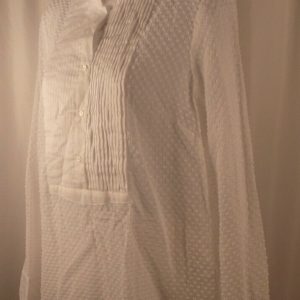 J CREW NWT Women's White Dot Pleat Front 5 Button Placket Cotton Blouse Sz 6