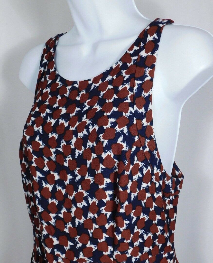 J CREW Women's Navy Burgundy Ivory Sleeveless Dress Sz 10 - Image 4